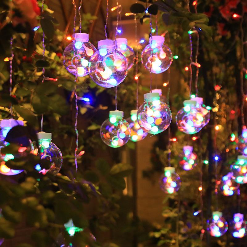 

LED Wishing Ball Curtain Lights - Outdoor Holiday & Decoration Lights for Windows, Gazebos, and Camping. 3.5m 12 Strands 220V 8 Functions