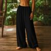 Women Loose Fit Wide Leg Elastic Waist Drawstring Palazzo Pants Casual Lightweight Summer Trousers for Daily Wear