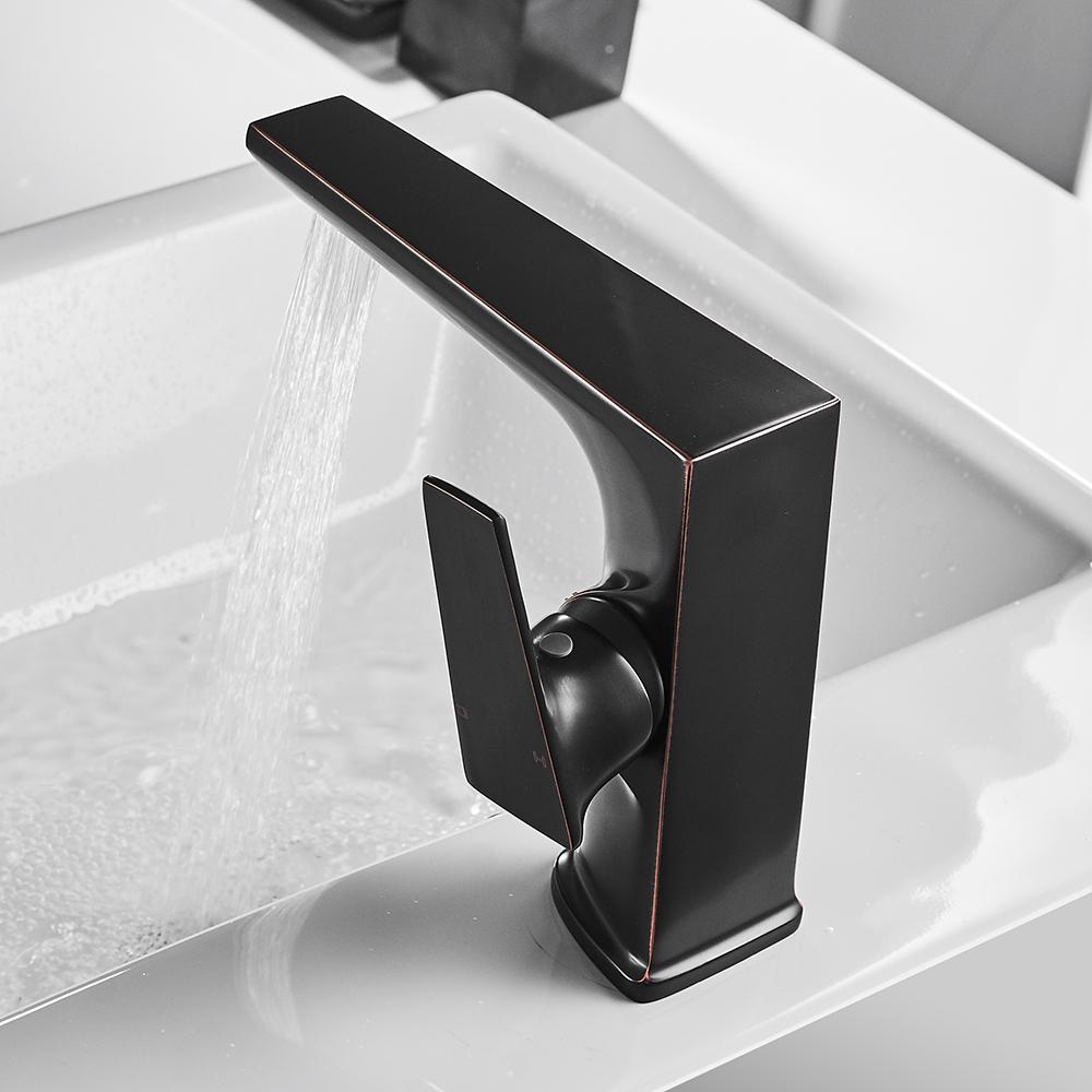 New Design Single-Hole Bathroom Sink Faucet Waterfall Water Tap with Brass Basin Mixer Ceramic Valve Core Sanitary Ware