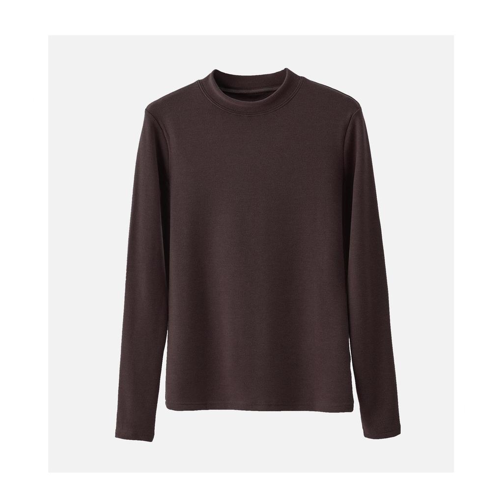 Haut d'automne/hiver en velours à col montant et manches longues, coupe slim pour femme