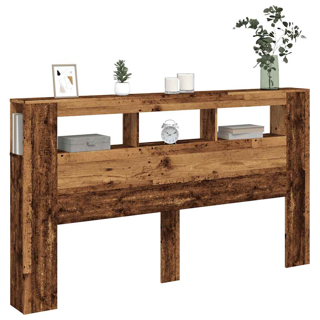 Vidaxl Wezgłowie Łóżka Z Led, Stare Drewno, 180X18,5X103,5 Cm