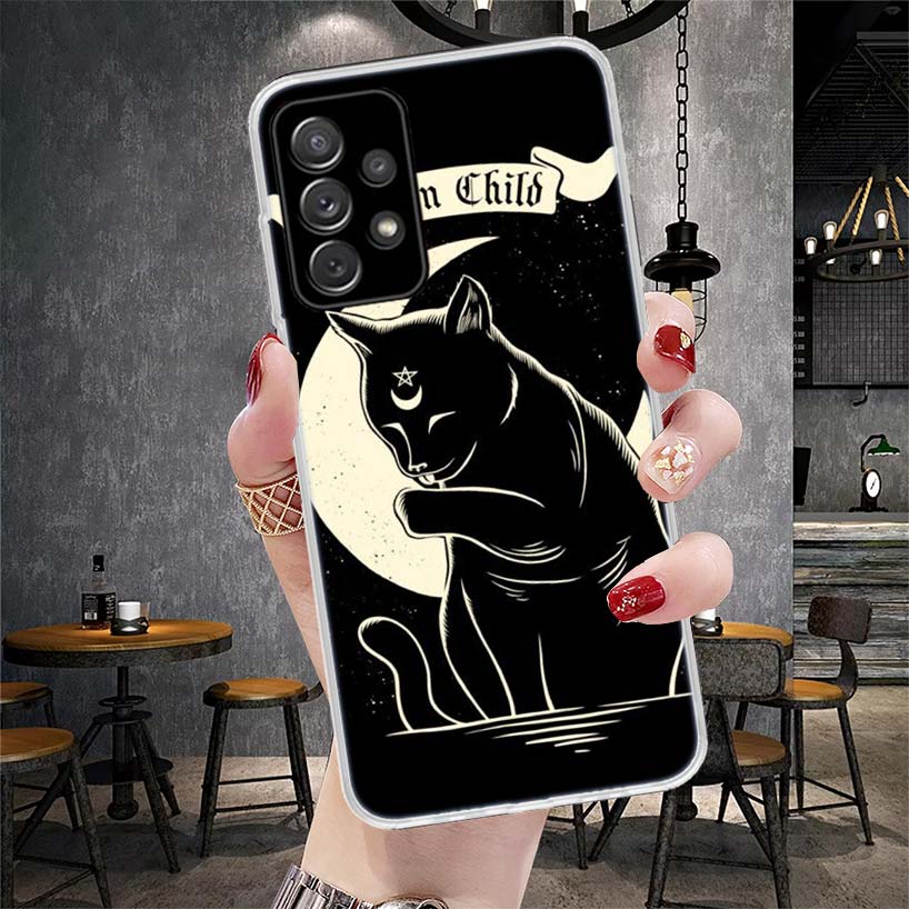 Witch And Cat Colorful Cute Phone Case For Samsung Galaxy A12 A22 A32 A52 A72 A02S A51 A50S A71 A70 A31 A20S Note 20 Ultra S10 A