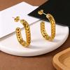 18K Gold C-Shaped Hoop Earrings: High-End, Colorfast, Versatile Titanium Steel for Women