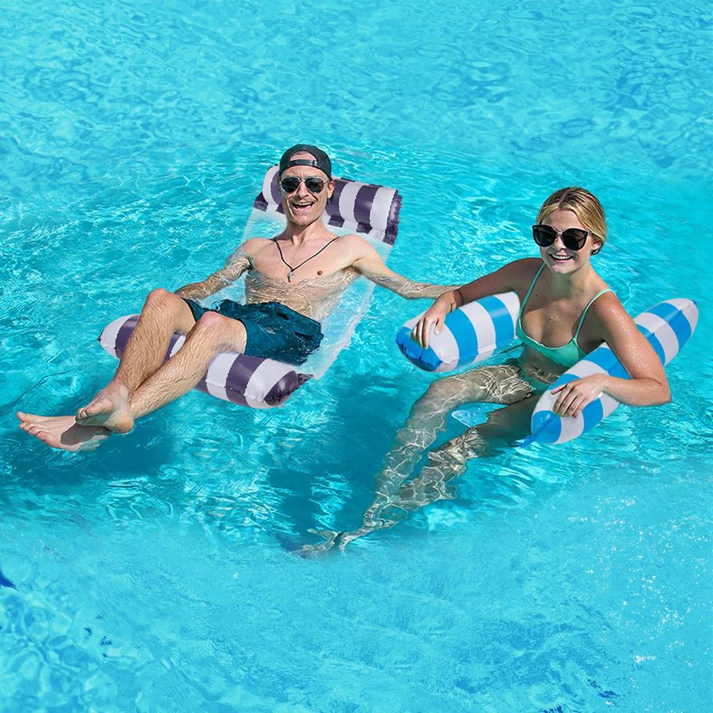 Inflatable Water HammockFloat for Adults, 130cm x 70cm, with Backrest, Comfortable, Non-Sinking, Mesh Bottom, Strong Buoyancy, Foldable, for Water