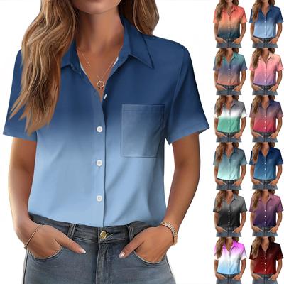 Damenblusen, Kurzarm, Knopfleiste, Business Casual, elegante Oberteile für die Arbeit, Sommer- und Frühlingskleidung