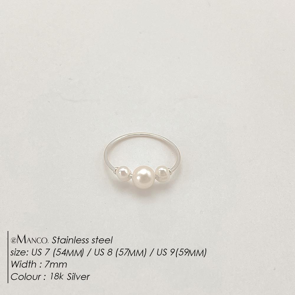 eManco Stainless Steel Boutique Freshwater Pearl Women's Ring High Quality Elegant Wedding Ring Fashion Jewelry Accessories Gift