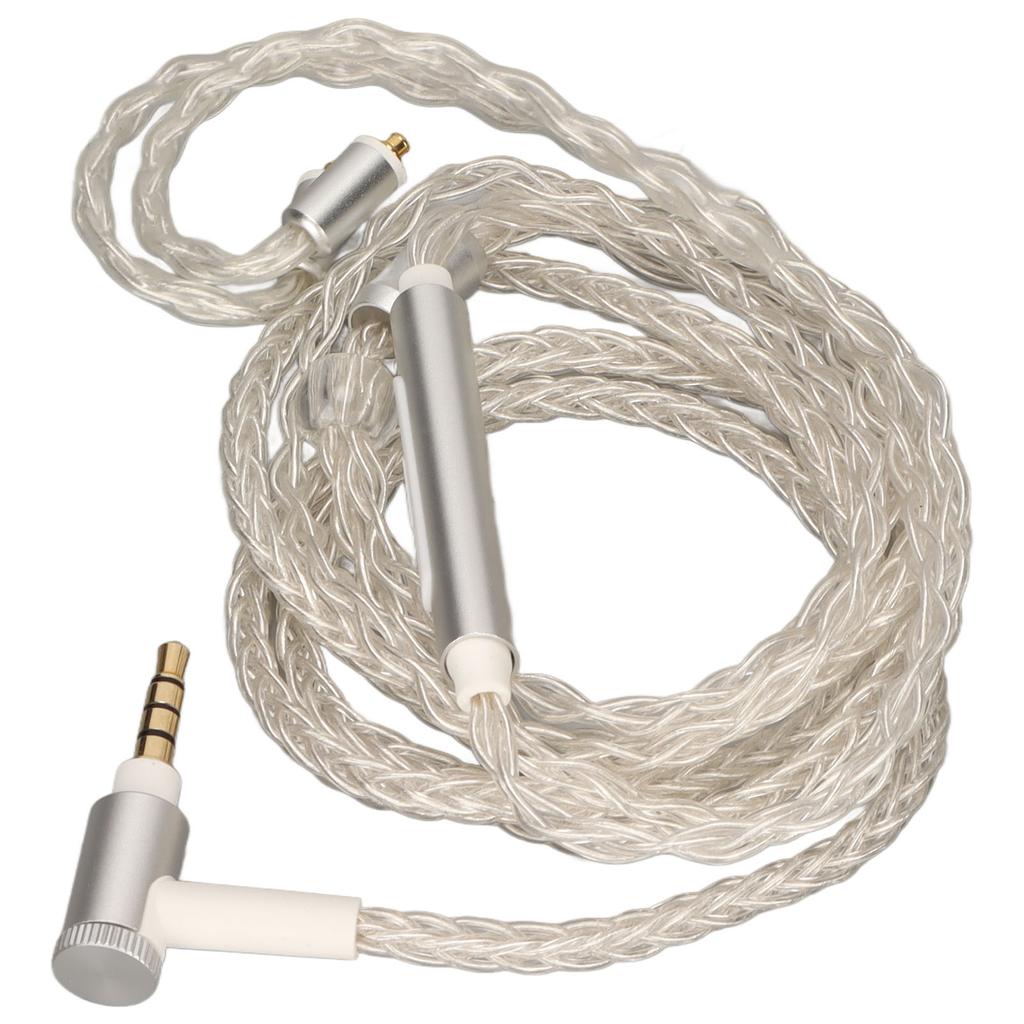 Kopfhörer-Upgrade-Kabel 8-adrig versilbert MMCX Ersatz-Kopfhörerkabel mit Mikrofon für SE846 SE535 SE215 SE315 SE425