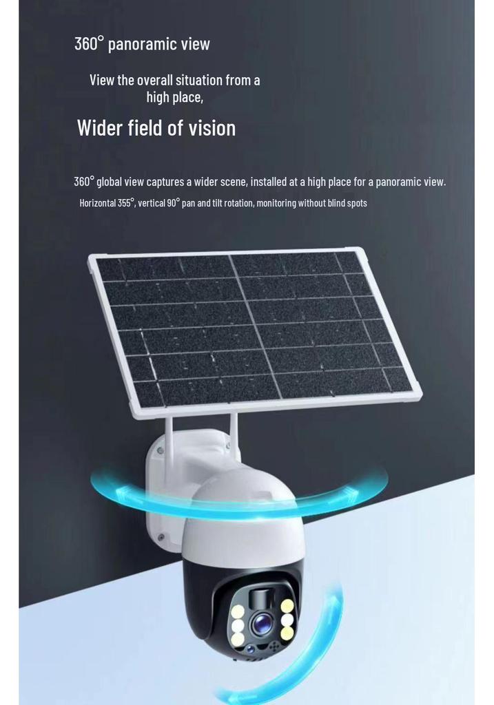 4G Solar-Powered HD 360° Surveillance Camera with Remote Mobile Monitoring (No Power/Network Required)