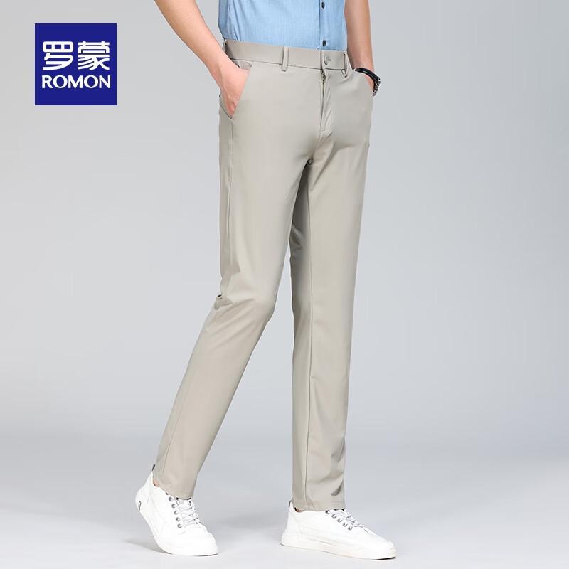 Luomeng Men's Ice Silk Straight Leg Casual Pants