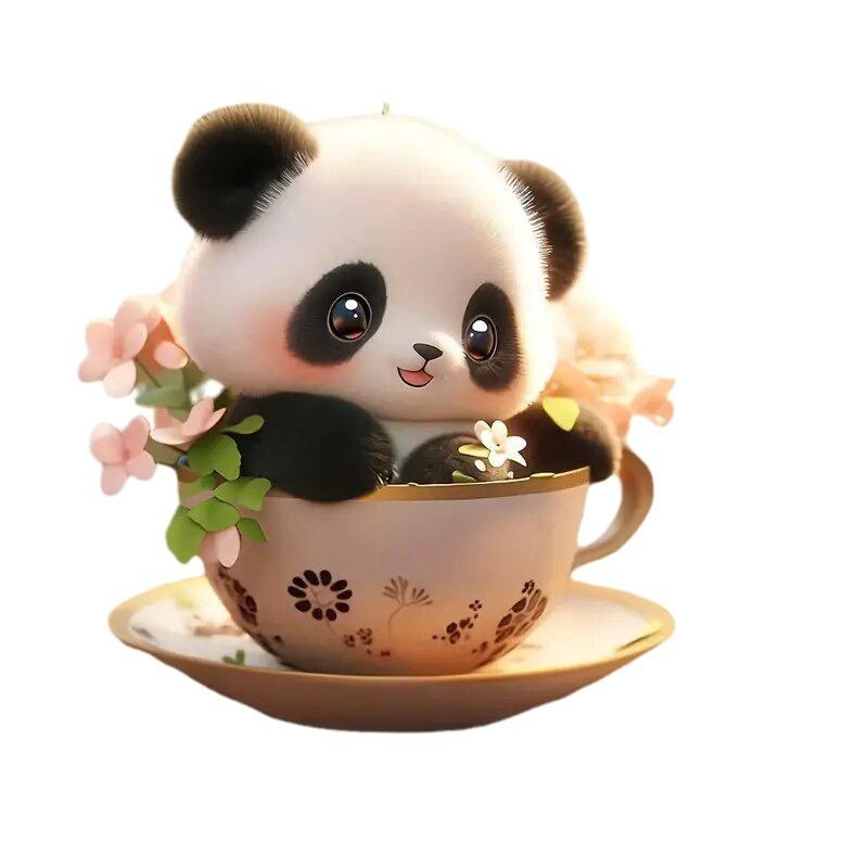 2D Acrylic Car Pendant Cute Panda Swing Auto Rearview Mirror Hanging Ornaments Cartoon Decor Auto Accessories