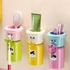 1Set Cartoon Wall Mounted Toothbrush Holder Cup Punch Free Storage Rack Bathroom Supplies Organizer Bathroom Accessories