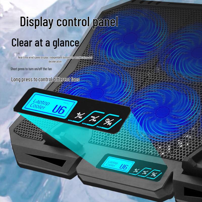 X6A Laptop Radiator: 7-Speed Height-Adjustable Cooling Fan Stand with Display Base