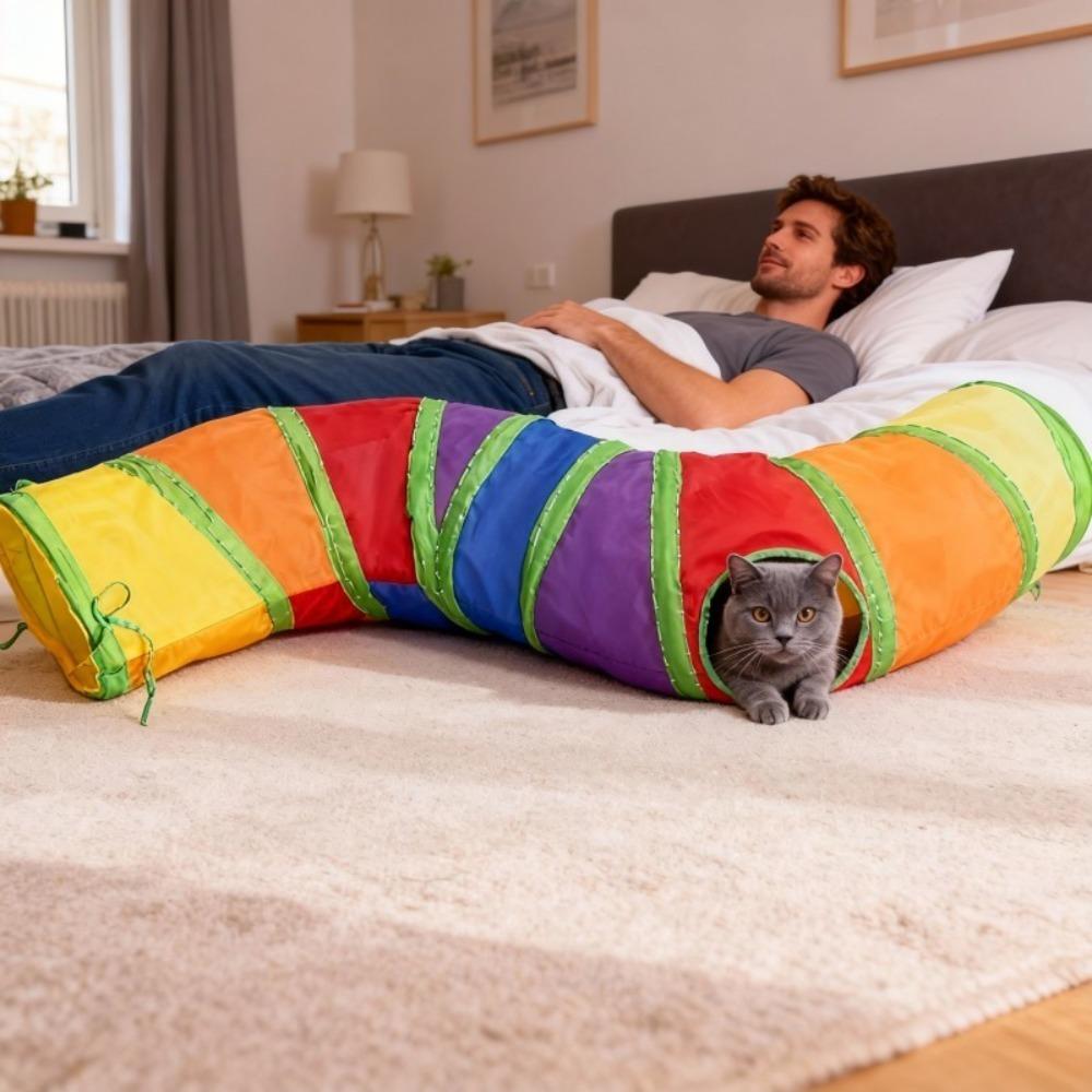 S Shape Foldable Cat Tunnel Large Diameter Interactive Play Tube Easy Clean Indoor Exercise Toy for Kittens Pets