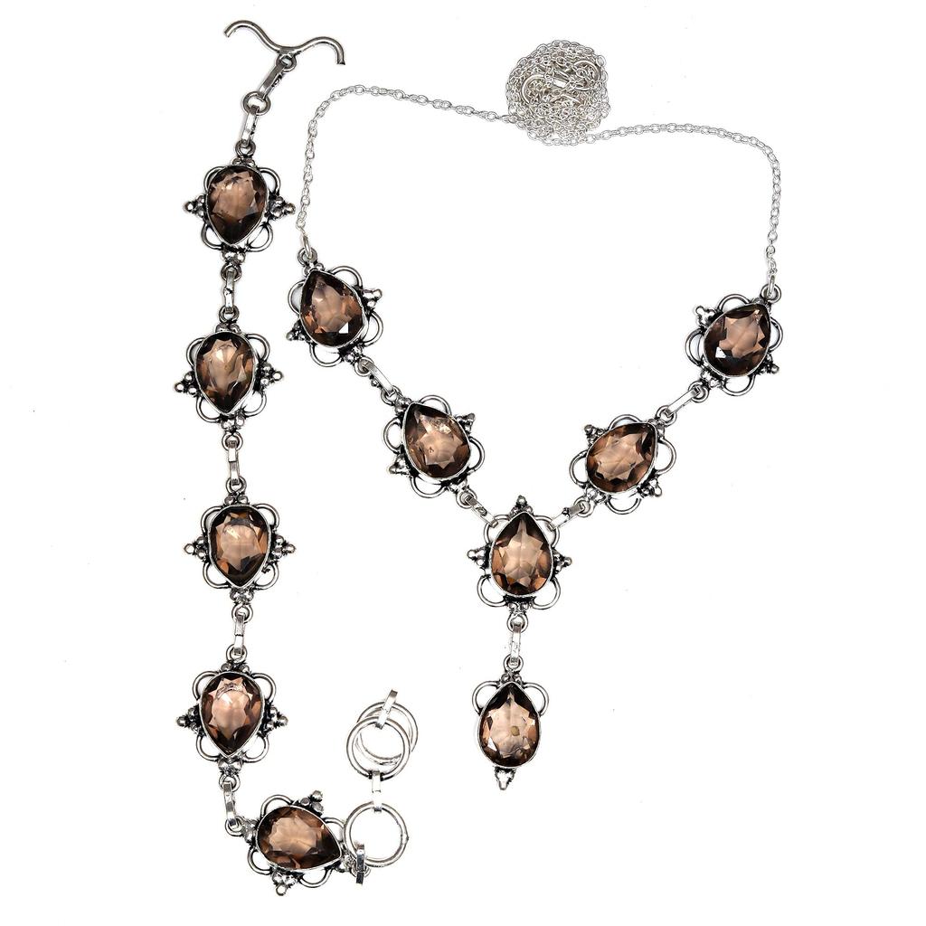 Smoky Topaz Gemstone Unisex Women's Gift For Her Jewelry Jewelry Set