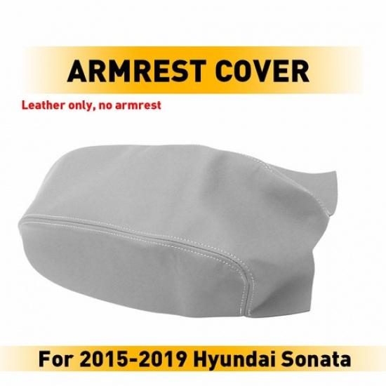 Fits 2015- Hyundai Sonata Leather Center Console Lid Armrest Cover Skin Gray