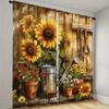 2 Pcs Sunflower Tool Print Curtains,suitable for Bedroom,living Room Kitchen Decoration,home Decoration,window Decoration