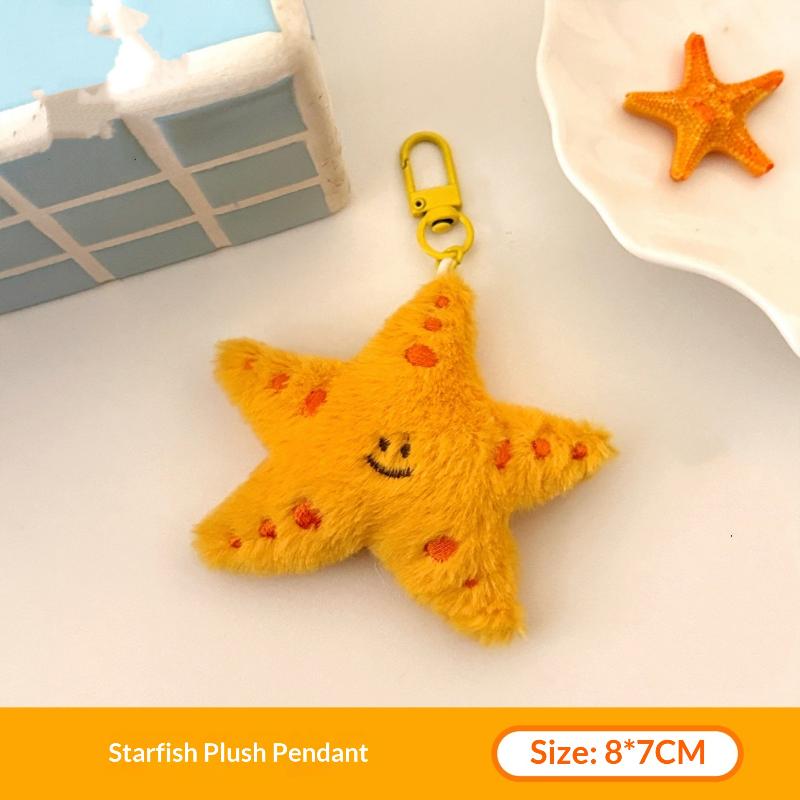 Cute Creative Marine Animal Plush Keychain Cartoon Fun Octopus Starfish Pendant Backpack Decoration Pendant Plush Doll Gift