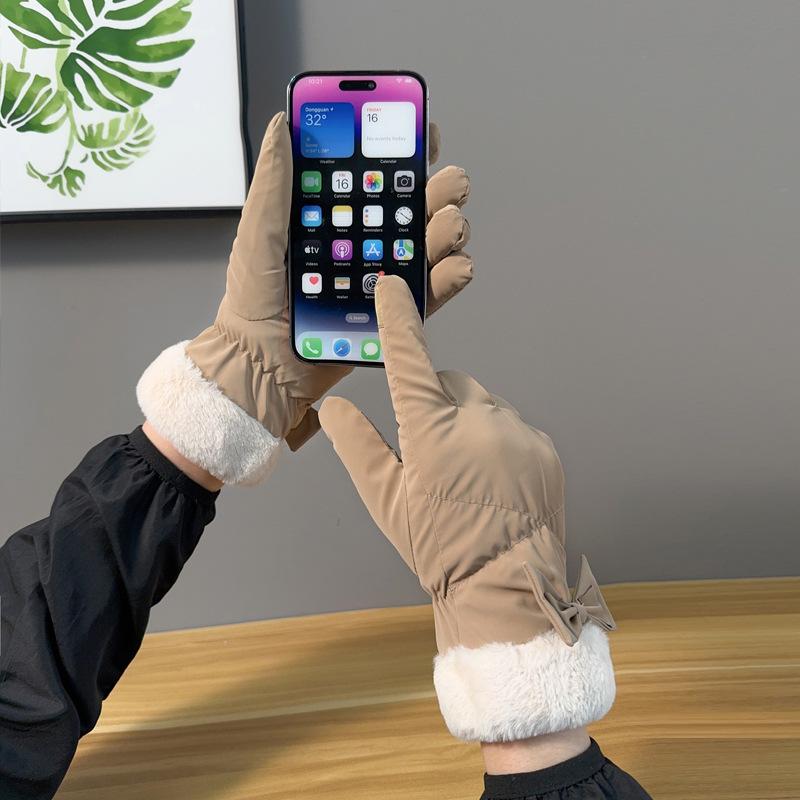 Gloves women autumn and winter velvet thermal cotton driving touch screen