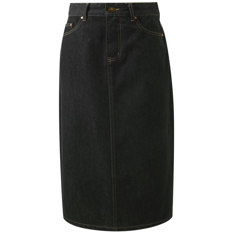 Women's High-Waist Straight Denim Midi Skirt