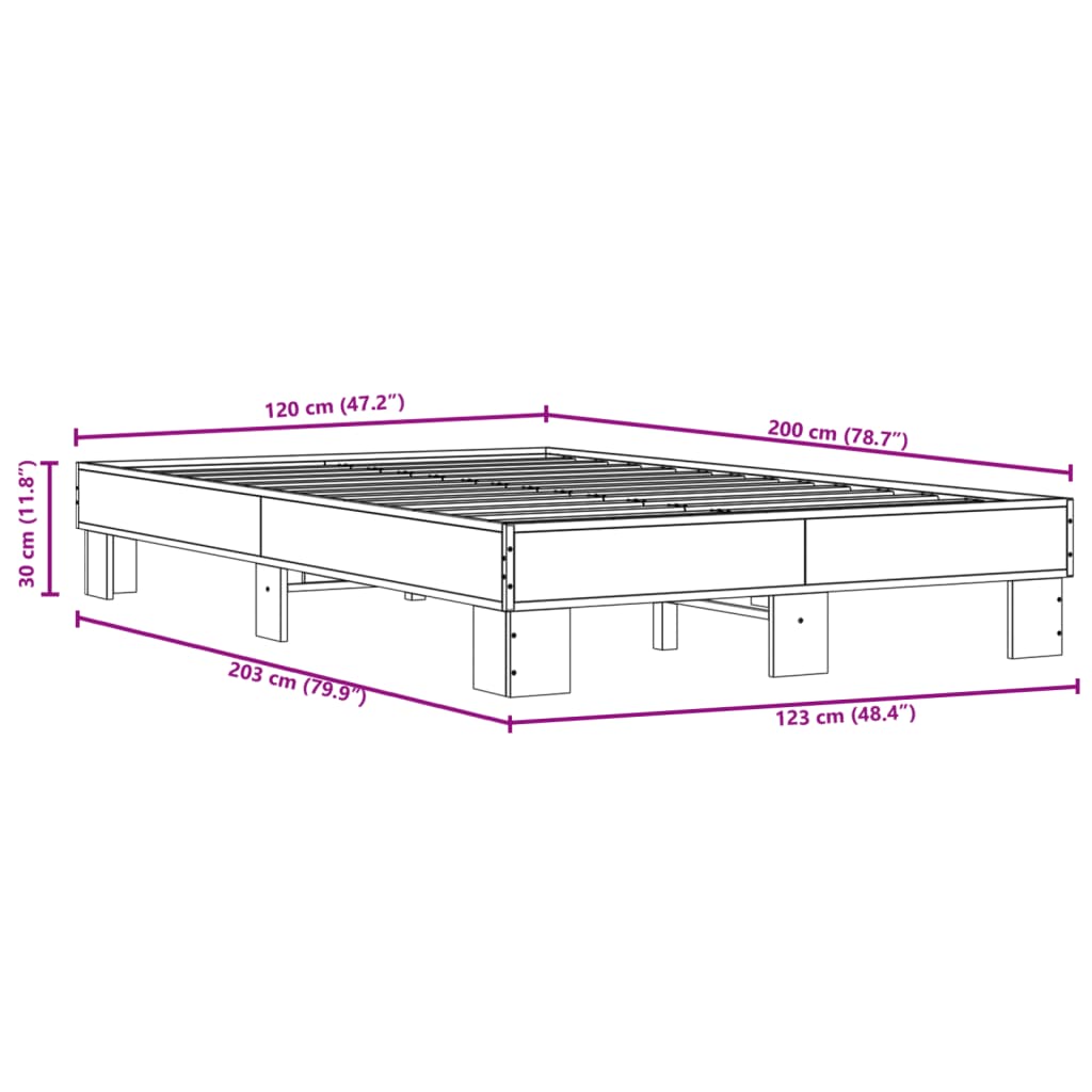 Bed Frame Black 120 x 200 cm Particleboard and Metal