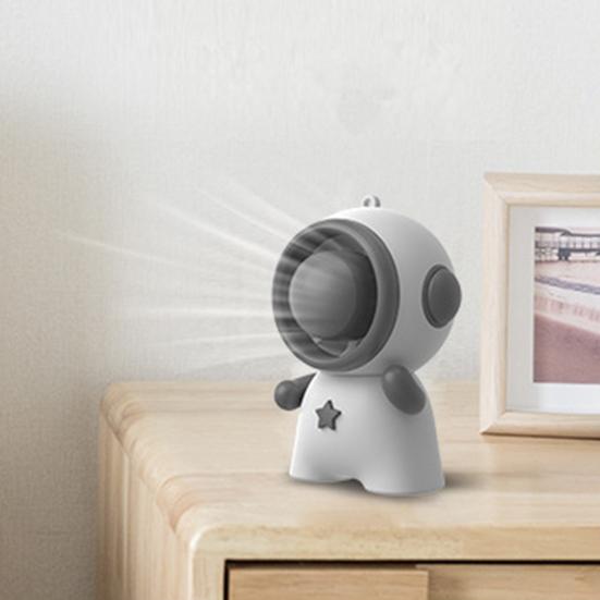 Keychain Small Fan Cartoon Astronaut Design Quiet Operation Built-in Ice Cooling Module USB Rechargeable Portable Fan with Lanyard