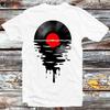 Melting Vinyl Music LP Sunset Sea Ocean T Shirt B1178