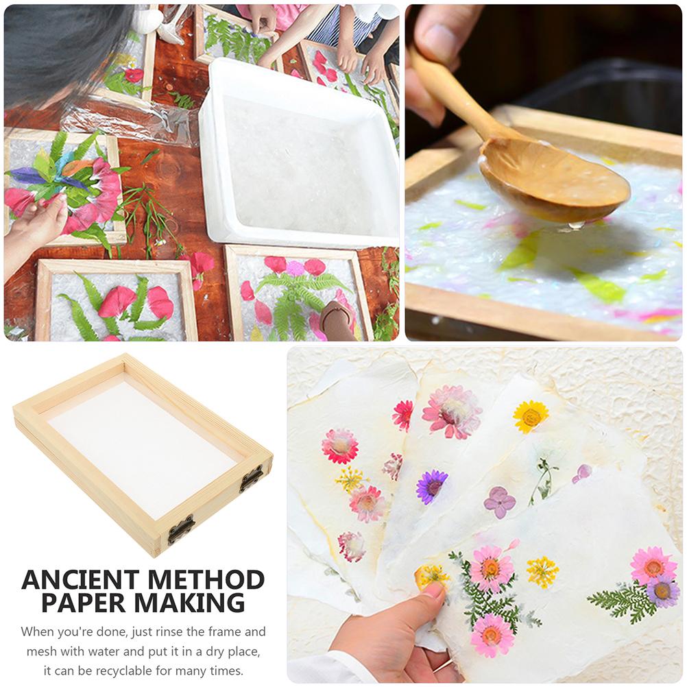 2 st Trä Bildram Materialpaket för att göra Papperstillverkningsskärm Koppar för Studentform och Deckel Klassrum