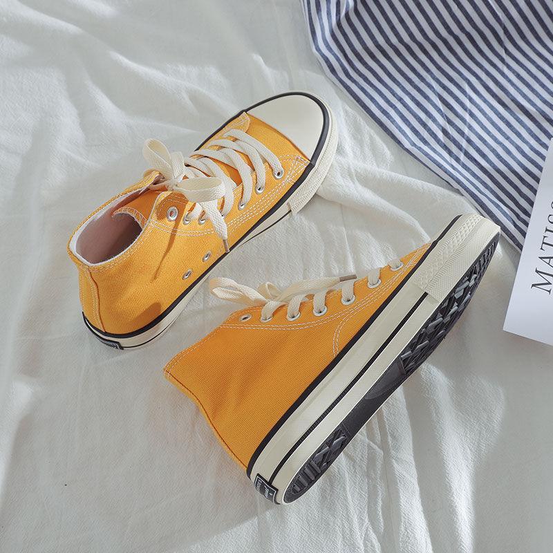Thick-soled 1970 high-top canvas shoes women's versatile student cloth shoes 2025 new retro Harajuku board shoes white shoes