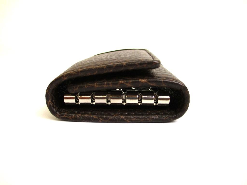 Authentic GUCCI GG Dark Brown Leather 6 Pics Key Chain #a995  Refurbished