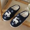 Fashion Cartoon Moose Cute Plush Indoor Slippers Women 2025 Winter Warm Fluffy Fur Couple's Christmas Slippers Soft Flat Heel Slides