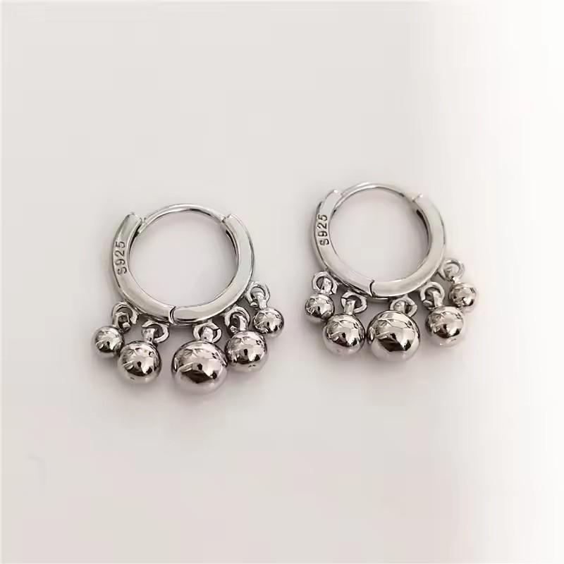 Fashion Silver Gold Plated Tassel Round Ball Hoop Earrings for Women Girls Punk Ear Party Jewelry Gift