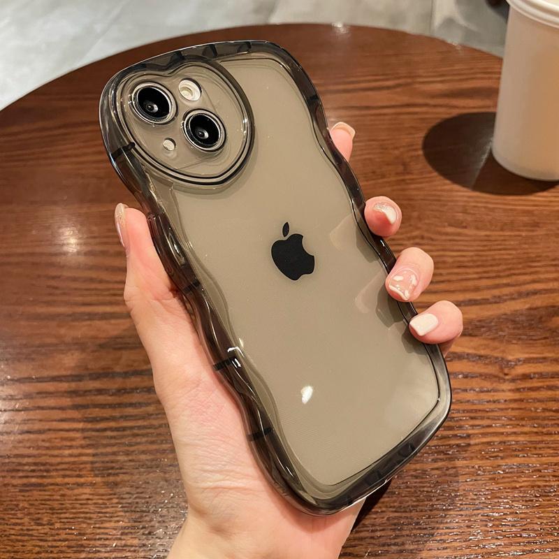 Kıvırcık Dalgalı Aşk Kalp Lens Koruma Telefon Kılıfı Iphone 13 12 11 Pro Max X Xr Xs Max Şeffaf Silikon Şeker Kapak 13pro