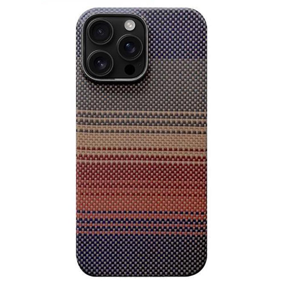 Pro iPhone 15 Pro Pouzdro Gradientní Aramidové Vlákno Magnetický Kryt na Telefon s Kovovým Rámečkem Objektivu