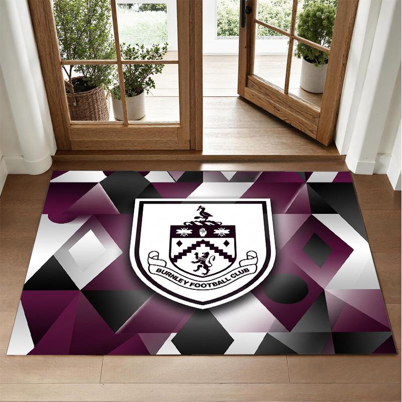 Burnley Football Design Crystal Velvet Rug Soft Decorative Mat for Bedroom Entrance
