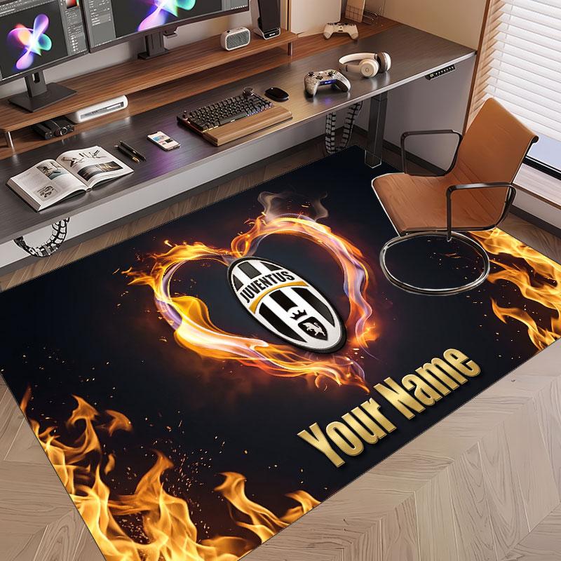 Tappeto Personalizzato Modello Juventus FC Stampa Nome Testo Morbido Antiscivolo Tappeto per Pavimento per Decorazione Interna Casa