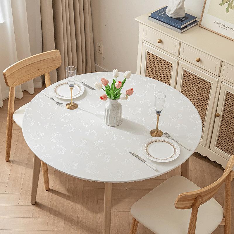 

1pc Waterproof Round Tablecloth Wash-Free PVC Tablecloth for Hotel Restaurant Wedding Home Decor Kitchen Table Protection Cover Diameter 60cm