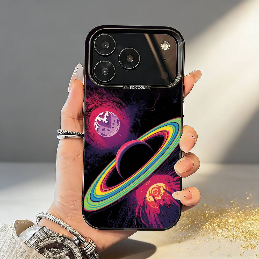 Saturn Solar system Phone Case For iPhone17,16,15,14,13,12,11,Pro,MAX Gray Matte Silicone Black Cover iPhoneXSMAX