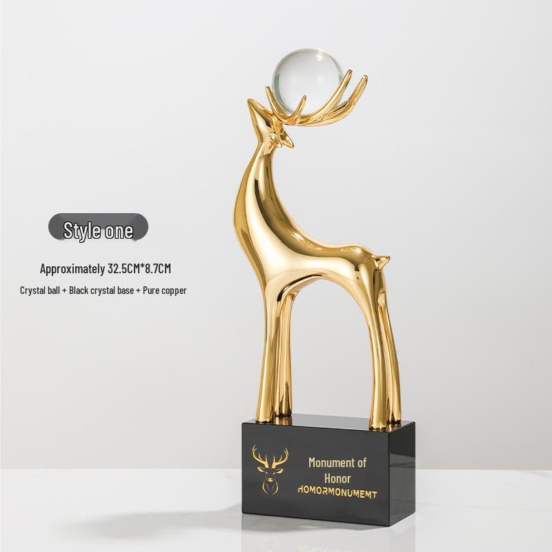 Outstanding Employee Commemorative Deer Trophy with Brass Engraving