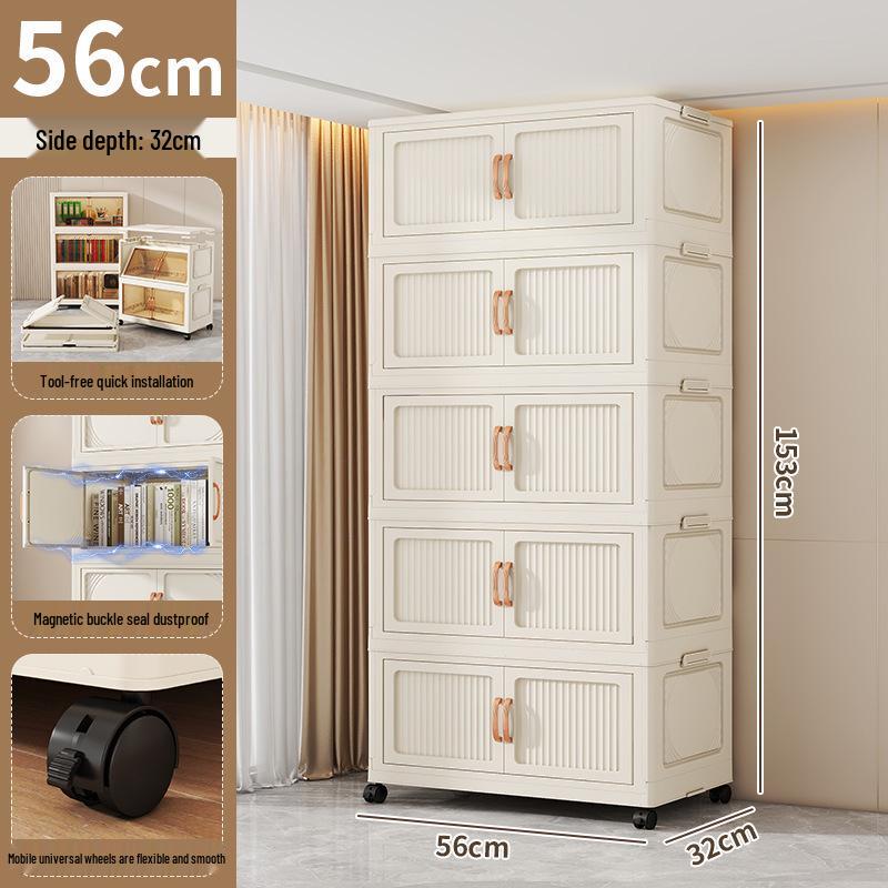 Premium Foldable Toy & Clothes Storage Cabinet - No Assembly, Multi-Layer, Large Capacity