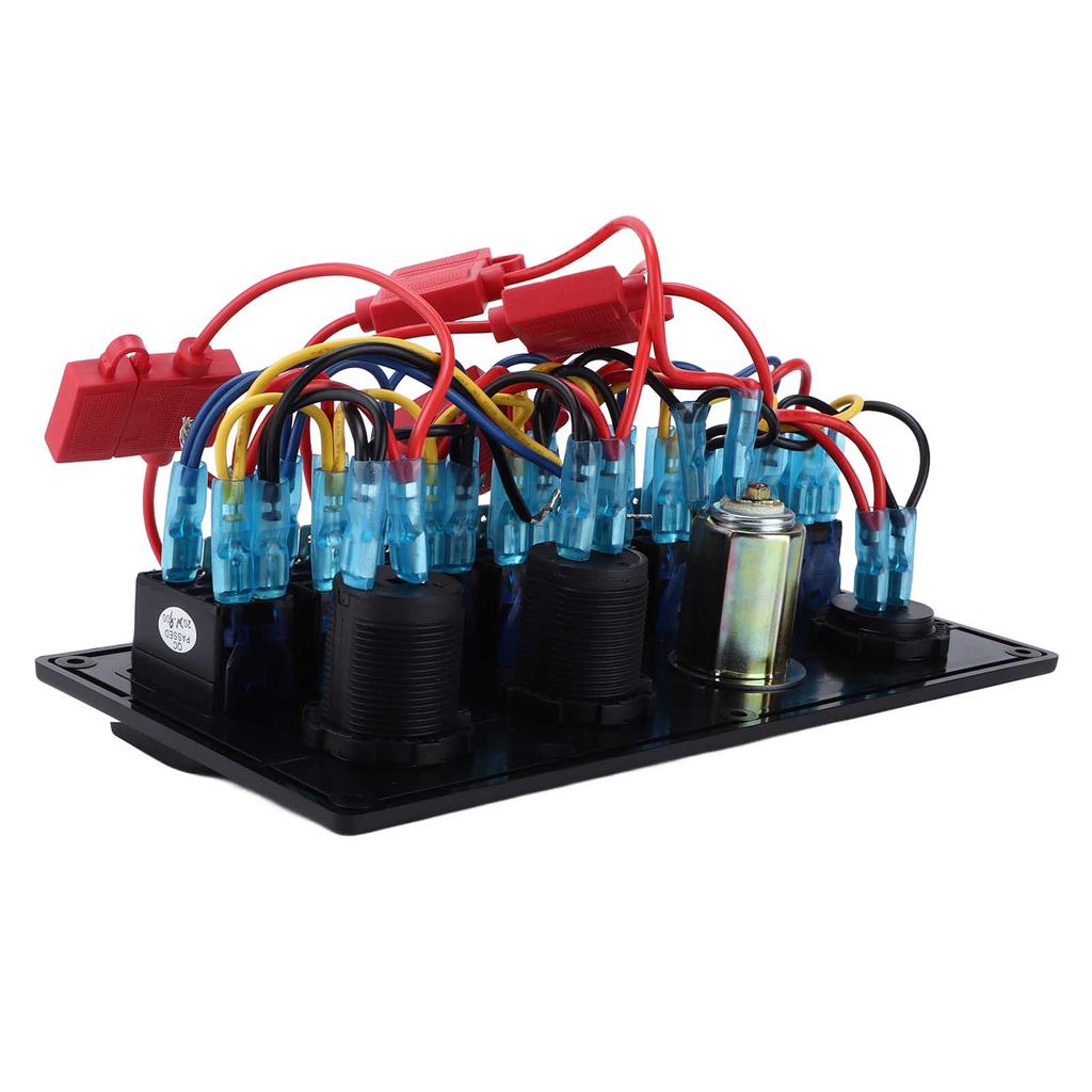 Black 8 Gang Rocker Switch Panel Toggle Switch with LED Backlight Motor Boat Modification DC12‑24V