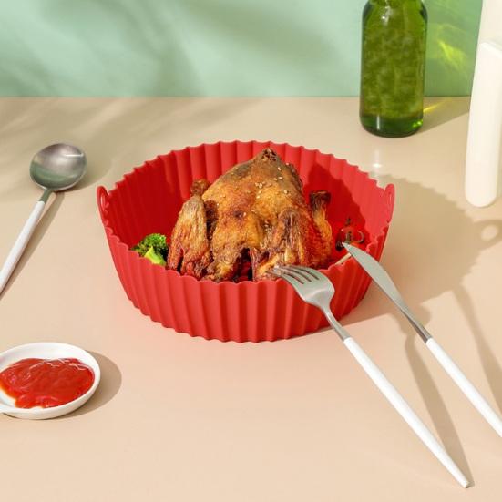 Silicone Air Fryer Liner with Handles Round Foldable Mats for Baking Frying Steaming Food-Grade Non-Stick