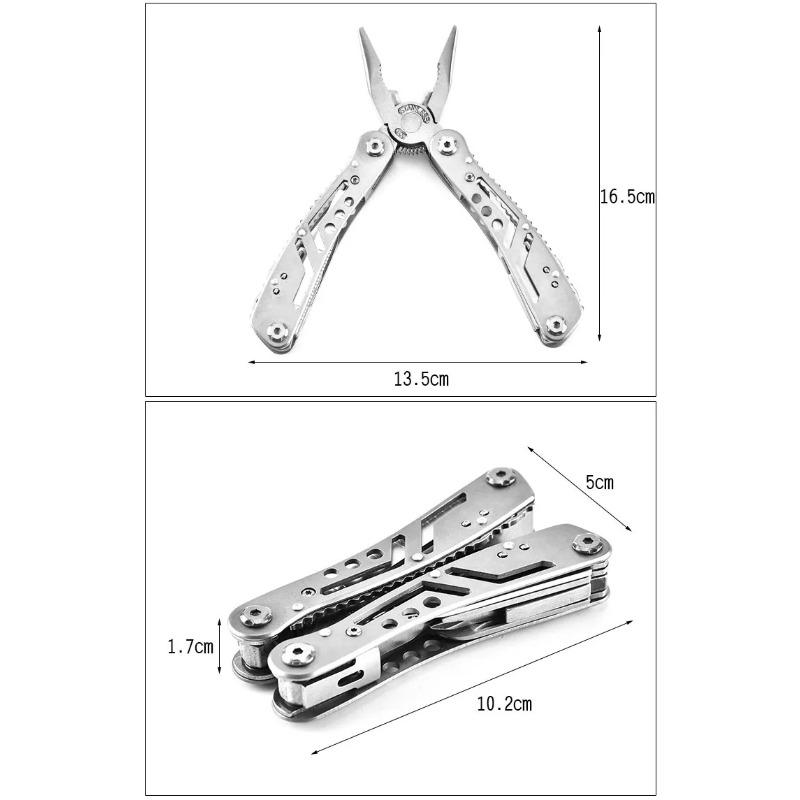 11in 1 Combination Foldable Multifunctional Pliers Portable Emergency Survival Camping Tool with 12 Screwdriver Head Mini Knife