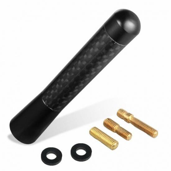 3inch Car Antenna Carbon Fiber Radio FM AM Antena Black Kit Universal W/ Screw A