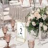 2/6pc Transparent Acrylic Wedding Table Number Holders,Double-Sided Golden Photo Frame Sign Stands for Menu Cards Place Settings