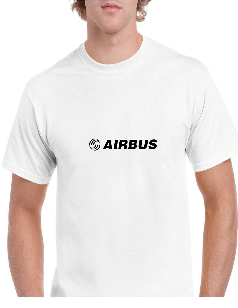 Airbus Black Logo European Aviation Defense Airlines White Cotton T-Shirt S