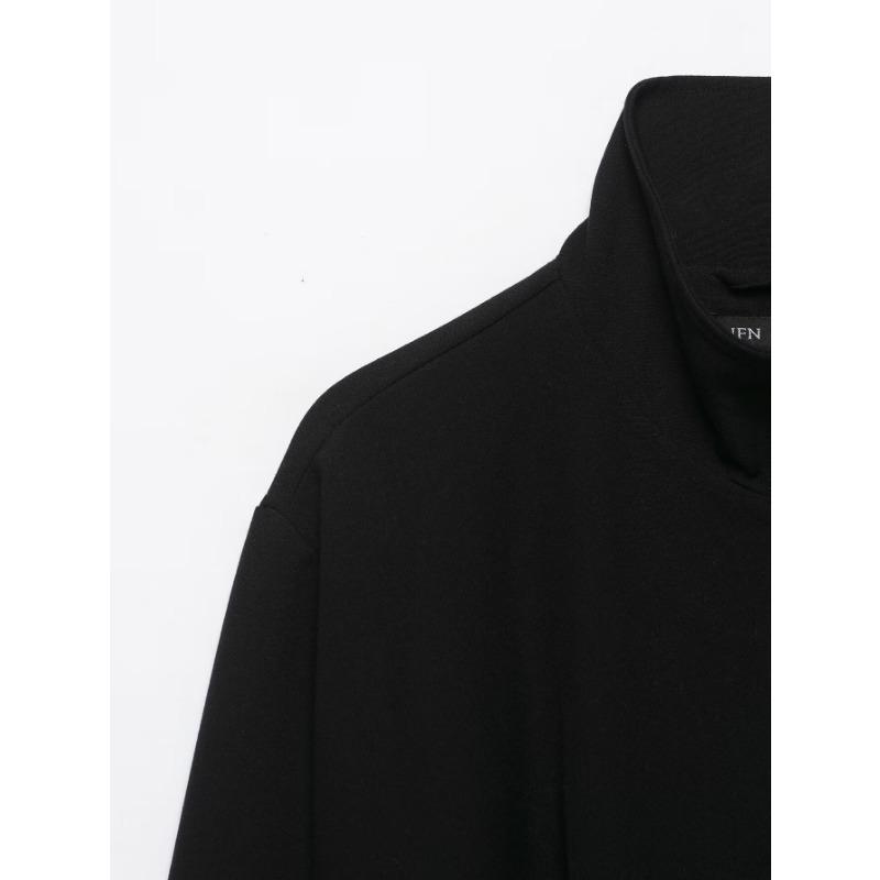 Women High Neck Long Sleeve Zip Pilot Short Jacket