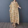 Women's Vintage Long Dress with Cotton and Linen Patterns