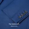 Men's Dark Blue Slim-Fit Business Suit Set