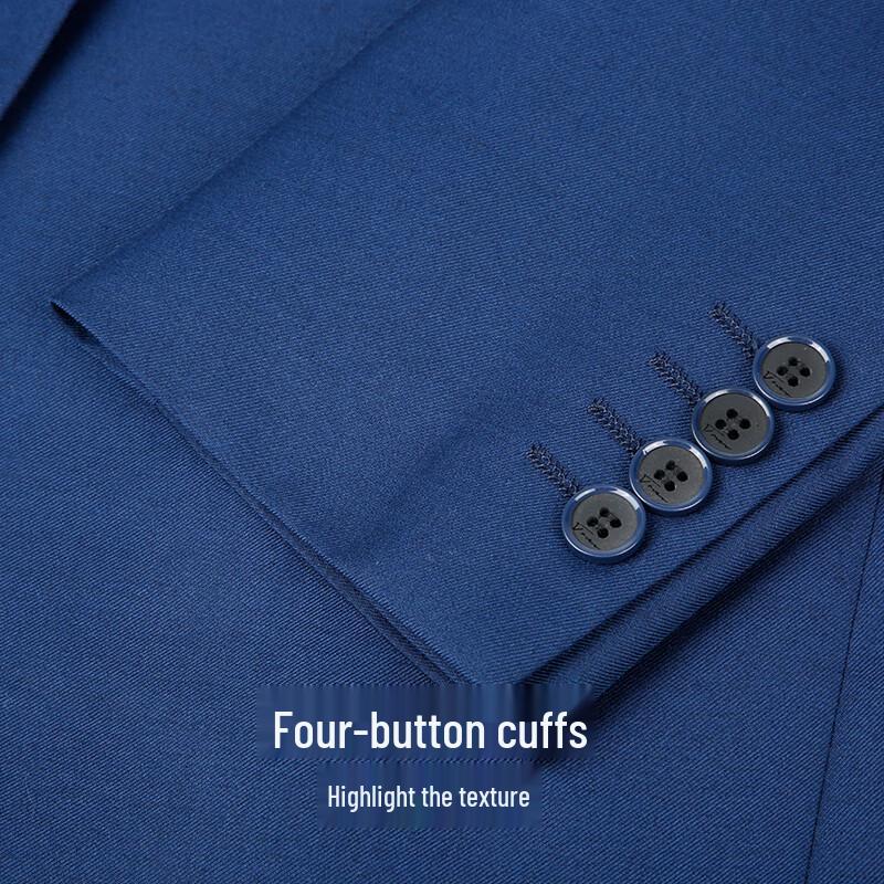 Men's Dark Blue Slim-Fit Business Suit Set