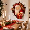 Seasonal Wall Art Christmas Break-In 3D Decal, Santa Claus/Deer/Snowman/Elf/Dog/Nutcracker/Gingerbread Man Patterns Window Holiday Atmosphere